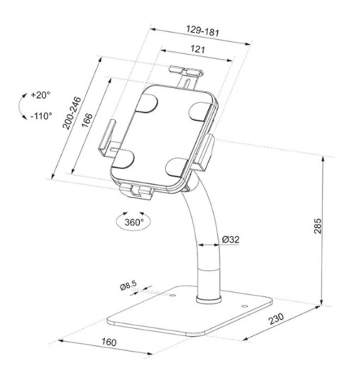 Neomounts DS15-625 - Biurkowy obrotowy uchwyt do tabletu
