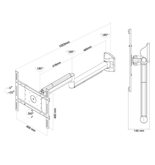 Neomounts FPMA-HAW050 - Uchwyt ścienny do monitora medycznego