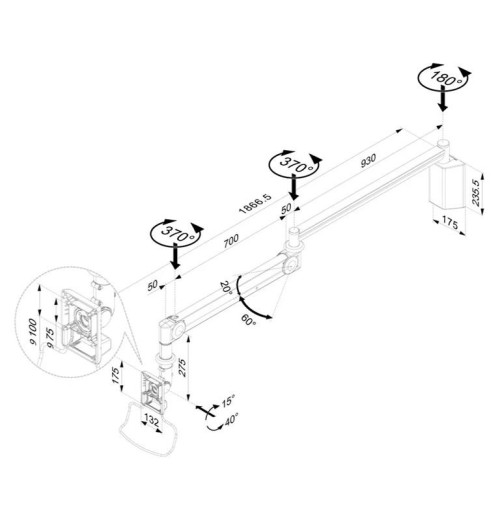 Neomounts FPMA-HAW100 - Uchwyt ścienny do monitora medycznego