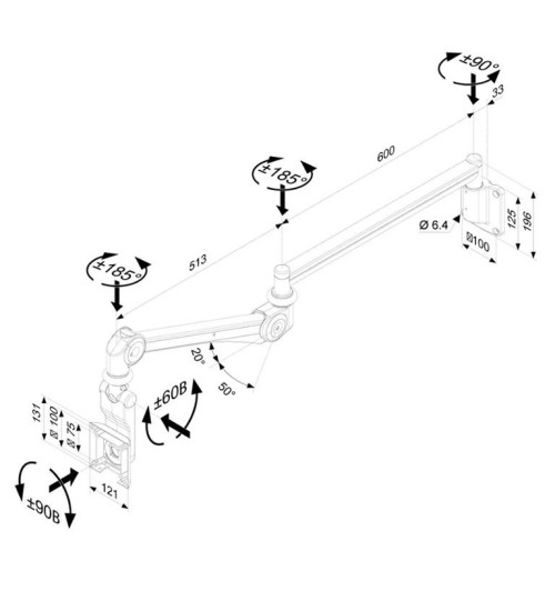 Neomounts FPMA-HAW300 - Uchwyt ścienny do monitora medycznego