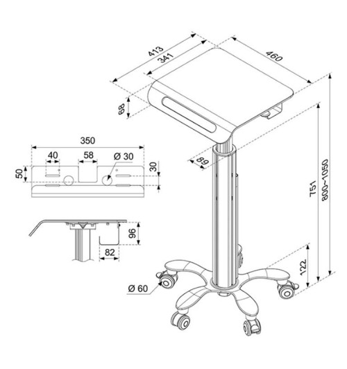 Neomounts MED-MW050 - Mobilny wózek pod laptopa