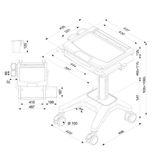 Neomounts MED-M200 - Mobilny wózek pod laptop, klawiaturę i mysz