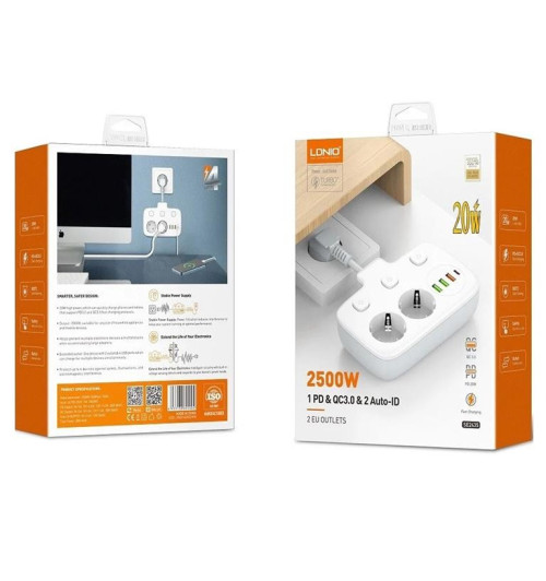 Ldnio SE2435 - listwa zasilająca 2 gniazda + USB