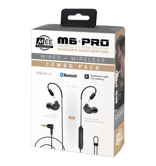 MEE Audio Combo Pack M6 PRO 2nd Generation + BTC2 - Słuchawki dokanałowe z adapterem Bluetooth
