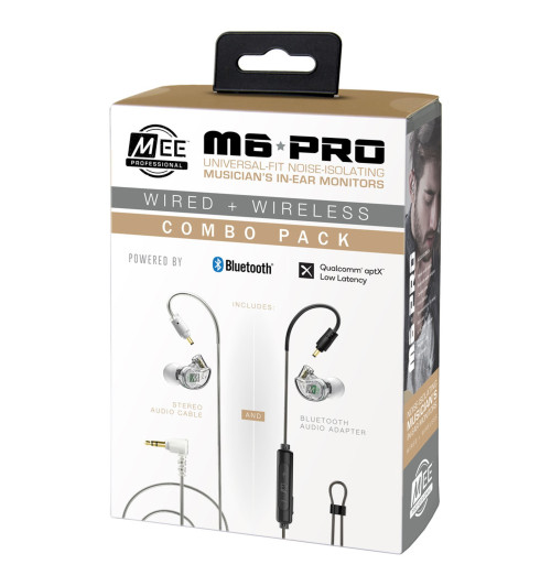 MEE Audio Combo Pack M6 PRO 2nd Generation + BTC2 - Słuchawki dokanałowe z adapterem Bluetooth