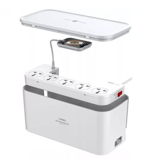 Ldnio SCW5354 - organizer kabli zasilacz uniwersalny z USB i ładowarką indukcyjną