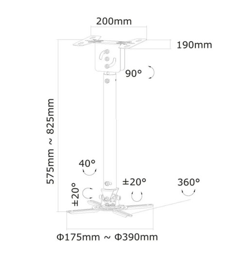 Uchwyt sufitowy do projektora Neomounts BEAMER-C100SILVER | AVstore.pl