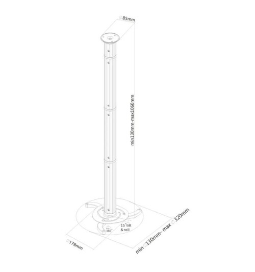 Neomounts BEAMER-C200 - Uchwyt sufitowy do projektora