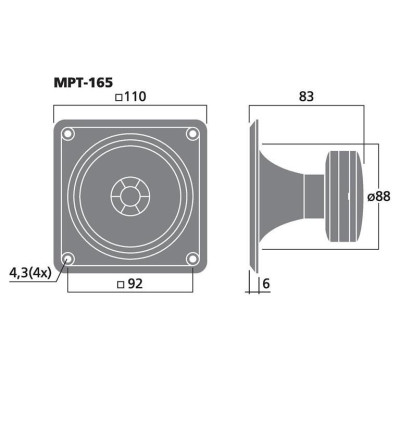 Monacor MPT-165 - Głośnik wysokotonowy piezo Typ "bullet"