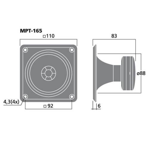 Monacor MPT-165 - Głośnik wysokotonowy piezo Typ "bullet"