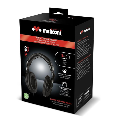 Meliconi HP50 plus - Przewodowe słuchawki nauszne do telewizora