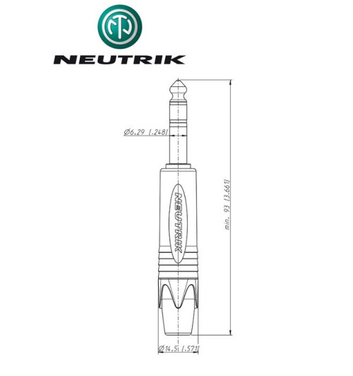 Wtyk Jack STEREO 6.3 mm męski Neutrik NP3X-B