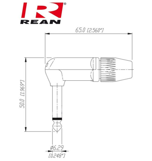 Wtyk Jack 6.3mm MONO kątowy REAN / Neutrik NYS 207