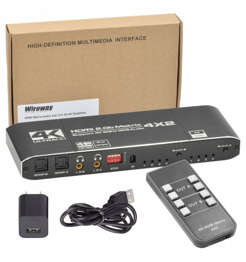 WireWay WW411024 - Splitter / Matrix 4x2 HDMI 2.0b 4K 60Hz