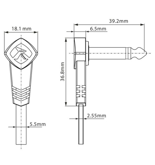 Roxtone FPJJ100L0001 - Kabel instrumentalny 10 cm wtyk Jack 6.3 mm