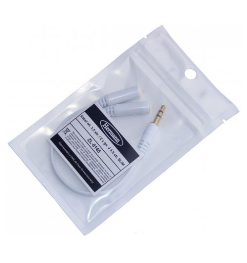 Rozdzielacz 2x gniazdo na 1x wtyk jack 3.5 mm slim - biały