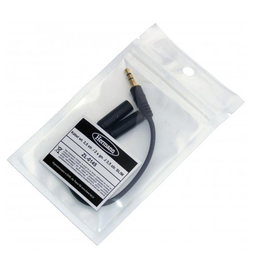 Rozdzielacz 2x gniazdo na 1x wtyk jack 3.5mm slim - czarny