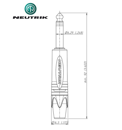 Wtyk Jack MONO 6.3 mm męski Neutrik NP2X-B