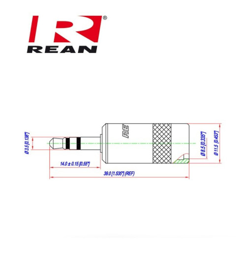 Wtyk mini Jack 3.5 STEREO przewód 8mm REAN / Neutrik NYS 231BG-LL