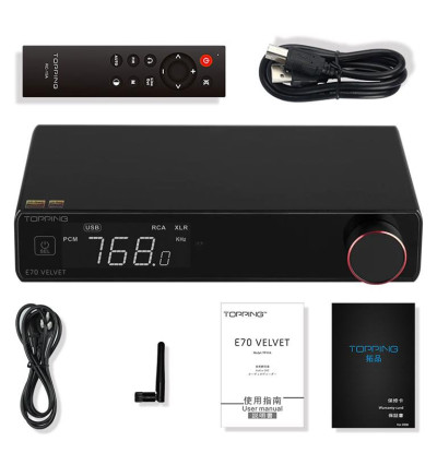 Topping E70 Velvet - Przetwornik cyfrowo-analogowy z Bluetooth 5.1