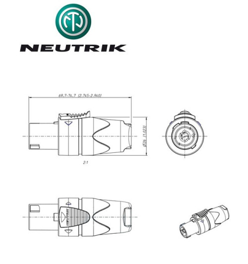 Wtyk głośnikowy Speakon 2-pinowy Neutrik NL2FX
