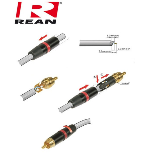 Pozłacany wtyk RCA REAN / Neutrik NYS-373