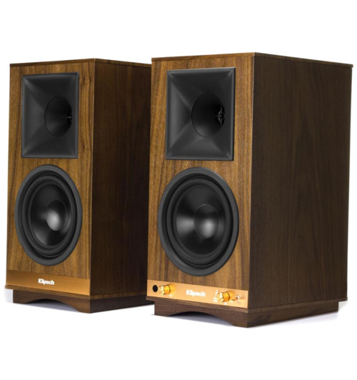 Zestaw kolumny podstawkowe Klipsch The Sixes Walnut + standy Taga Harmony TSS-96G