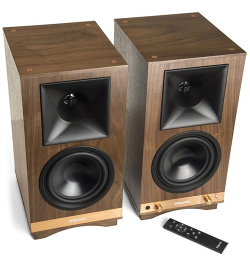 Zestaw kolumny podstawkowe Klipsch The Sixes Walnut + standy Taga Harmony TSS-96G