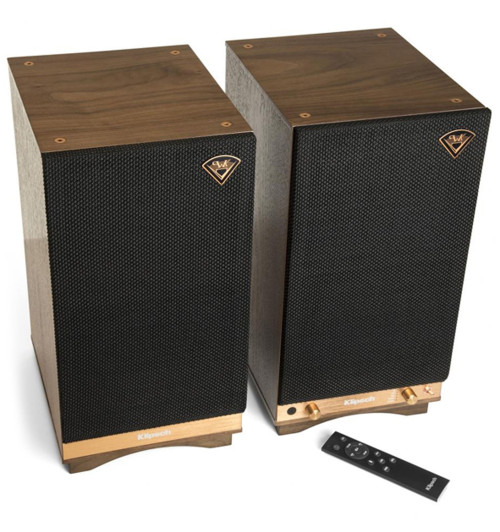 Zestaw kolumny podstawkowe Klipsch The Sixes Walnut + standy Taga Harmony TSS-96G