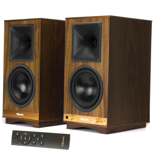 Zestaw kolumny podstawkowe Klipsch The Sixes Walnut + standy Taga Harmony TSS-96G