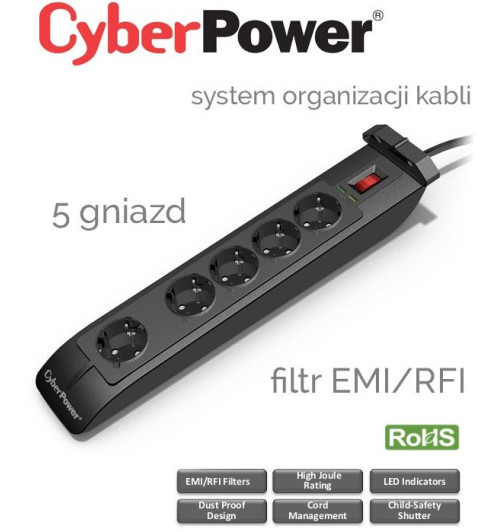 Listwa zasilająca 5 gniazd CyberPower SB0501BA-FR