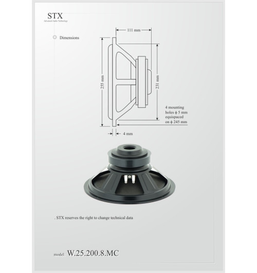 Głośnik niskotonowy STX W.25.200.8.MC