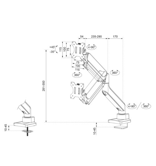 Neomounts DS70-450 - uchwyt biurkowy do monitorów 17 - 42"