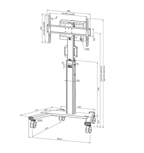 Neomounts FL50S-825 - Mobilny wózek / stojak do ekranów 37 - 75"