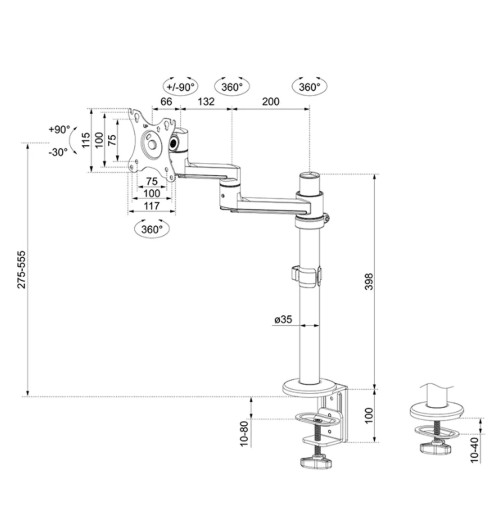 Neomounts DS60-425 - uchwyt biurkowy do monitorów 17 - 27"
