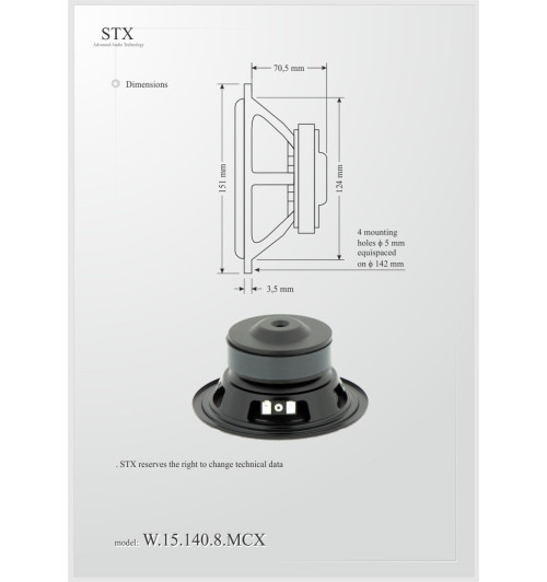 Głośnik niskotonowy STX W.15.140.8.MCX