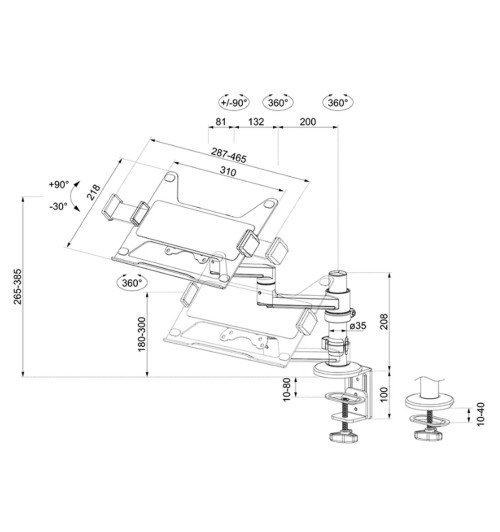 Neomounts DS20-425 - uchwyt biurkowy na laptopa 11.6 - 17.3"