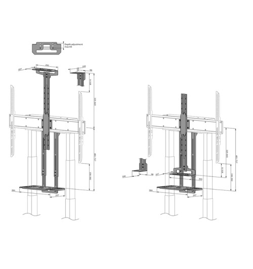 Neomounts AV1-875BL - uchwyt na wideobar i półka multimedialna
