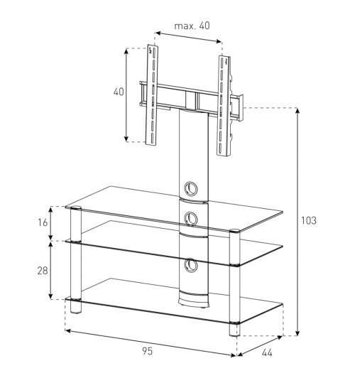 Sonorous NEO953 - Stolik RTV z uchwytem do TV 32" - 42"