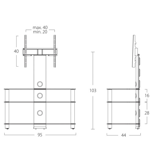 Sonorous NEO953 - Stolik RTV z uchwytem do TV 32" - 42"