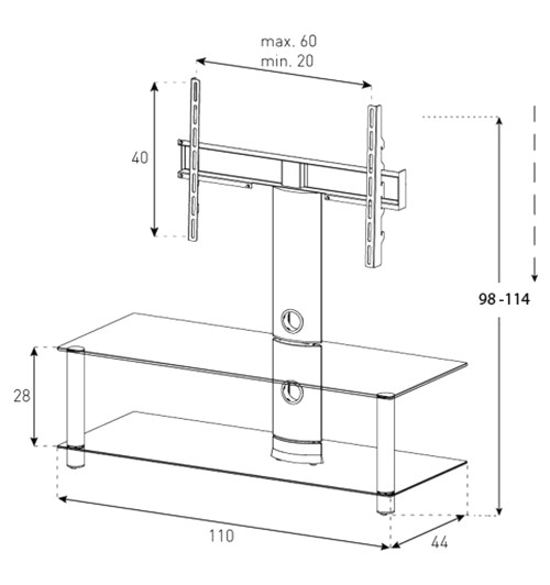 Sonorous NEO110 - Stolik RTV z uchwytem do TV 32" - 46"