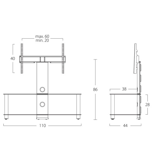 Sonorous NEO110 - Stolik RTV z uchwytem do TV 32" - 46"