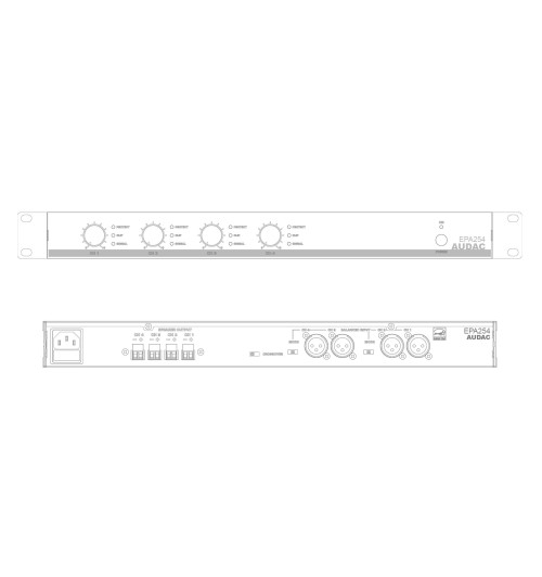 Audac EPA254 - czterokanałowy wzmacniacz mocy 4x 250 W