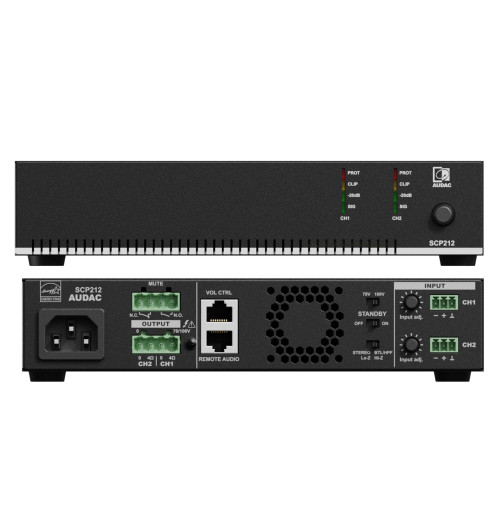 Audac SPC212 - kompaktowy dwukanałowy wzmacniacz mocy 2x 120W