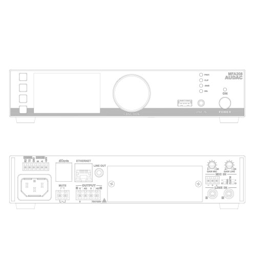 Audac MFA208 - wielofunkcyjny wzmacniacz audio All-in-one