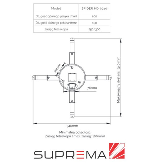 Uchwyt sufitowy do projektora Suprema SPIDER HD 3040
