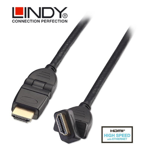 Kabel HDMI 1.4/2.0 obrotowy Lindy 41518 High Speed 5m