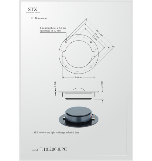 Głośnik wysokotonowy STX T.10.200.8.PC