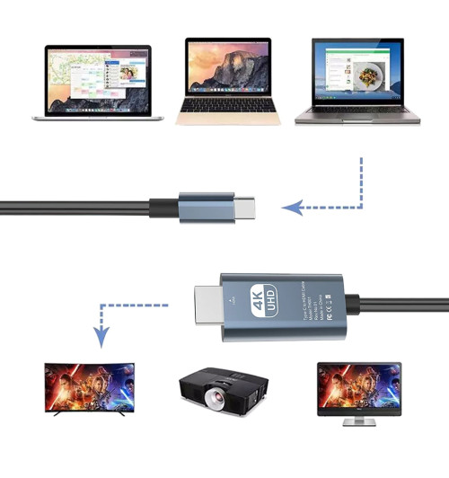 Przewód MHL USB 3.1 typ C do HDMI 4K - WireWay WW410213 - 1,8m