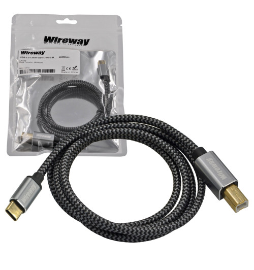 Kabel USB-B do USB-C z oplotem - WireWay WW332102 - 2m